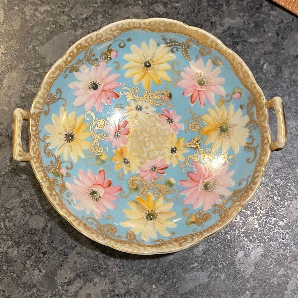 Royal Nippon Trinket Candy Dish 5.5” Gold Accents Raised